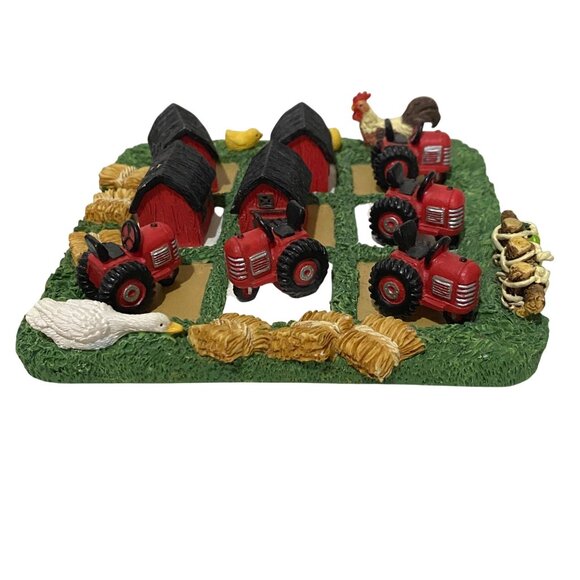 Cracker Barrel Farm Theme Tic Tac Toe Game Barn Tractor Goose Chicks Rooster Hay - Picture 2 of 9